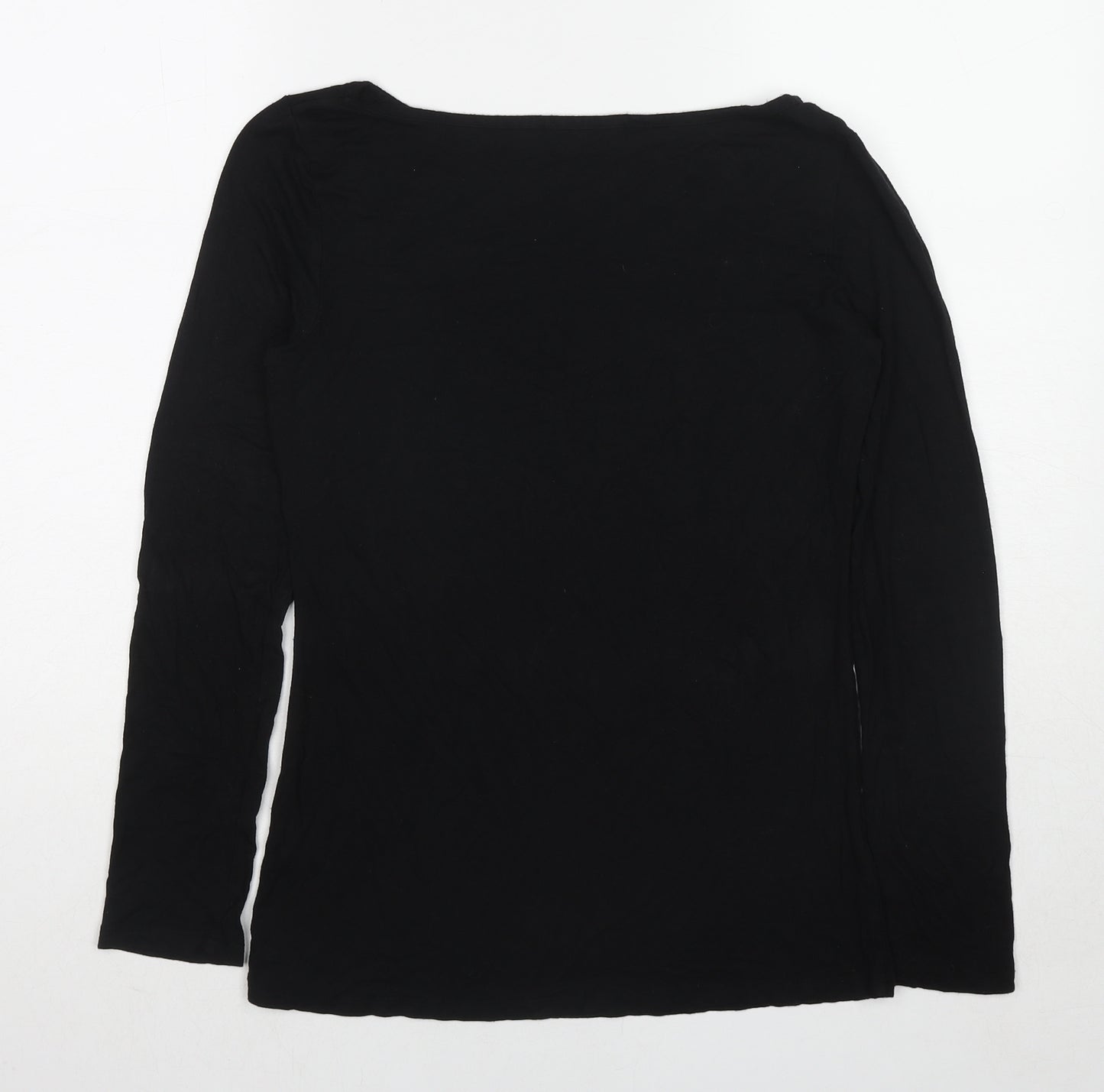 Oasis Womens Black Viscose Basic T-Shirt Size M Round Neck