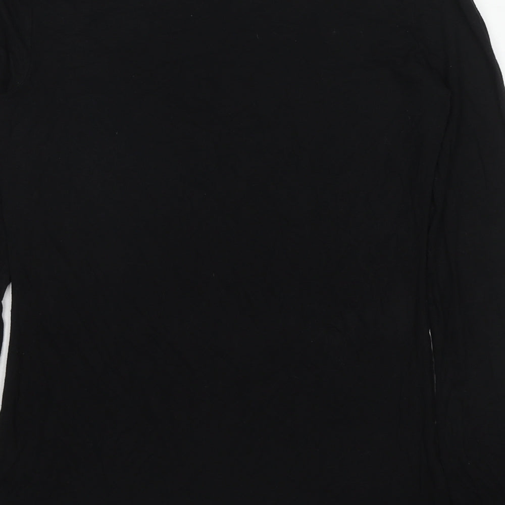 Oasis Womens Black Viscose Basic T-Shirt Size M Round Neck