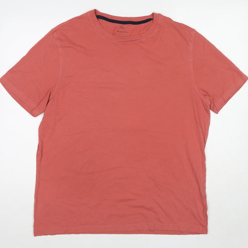 Marks and Spencer Mens Red Cotton T-Shirt Size L Round Neck