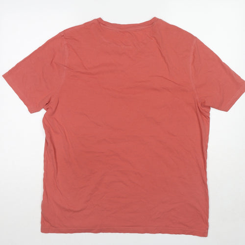 Marks and Spencer Mens Red Cotton T-Shirt Size L Round Neck