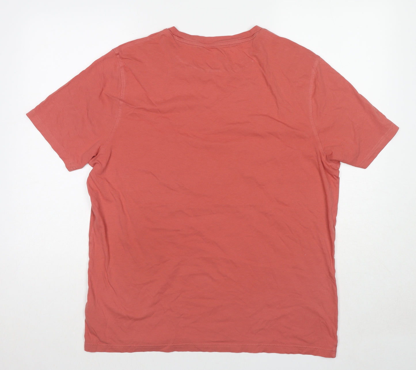 Marks and Spencer Mens Red Cotton T-Shirt Size L Round Neck