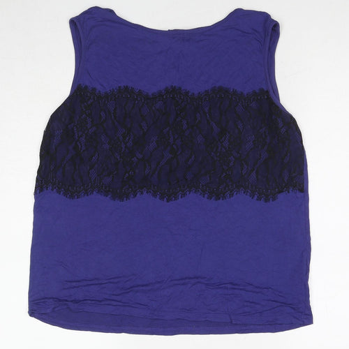 Dorothy Perkins Womens Purple Viscose Basic Tank Size 16 Round Neck - Lace Details