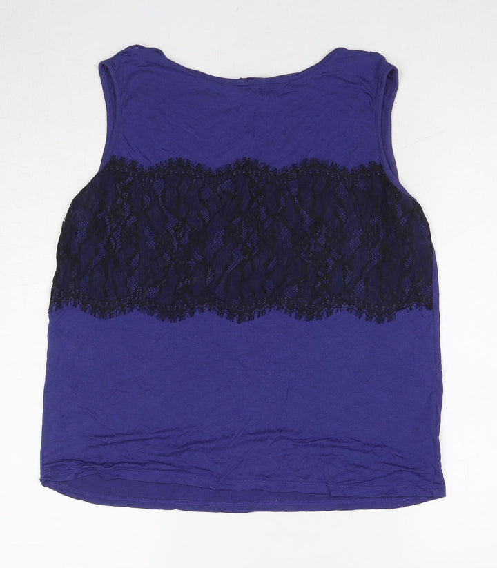 Dorothy Perkins Womens Purple Viscose Basic Tank Size 16 Round Neck - Lace Details