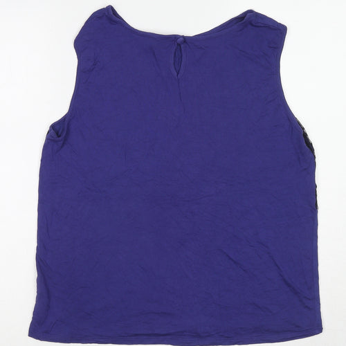 Dorothy Perkins Womens Purple Viscose Basic Tank Size 16 Round Neck - Lace Details