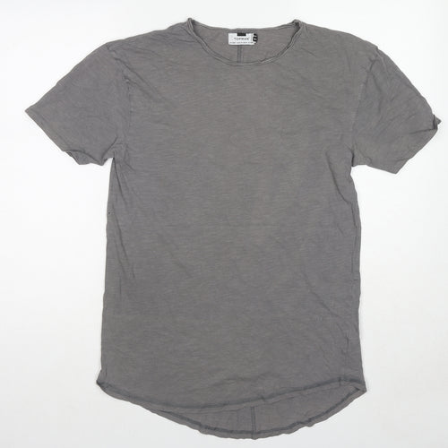 Topman Mens Grey Cotton T-Shirt Size XS Round Neck - Size XXS