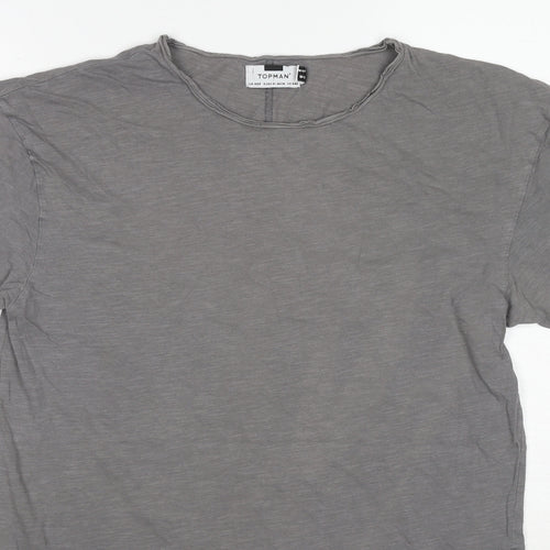 Topman Mens Grey Cotton T-Shirt Size XS Round Neck - Size XXS