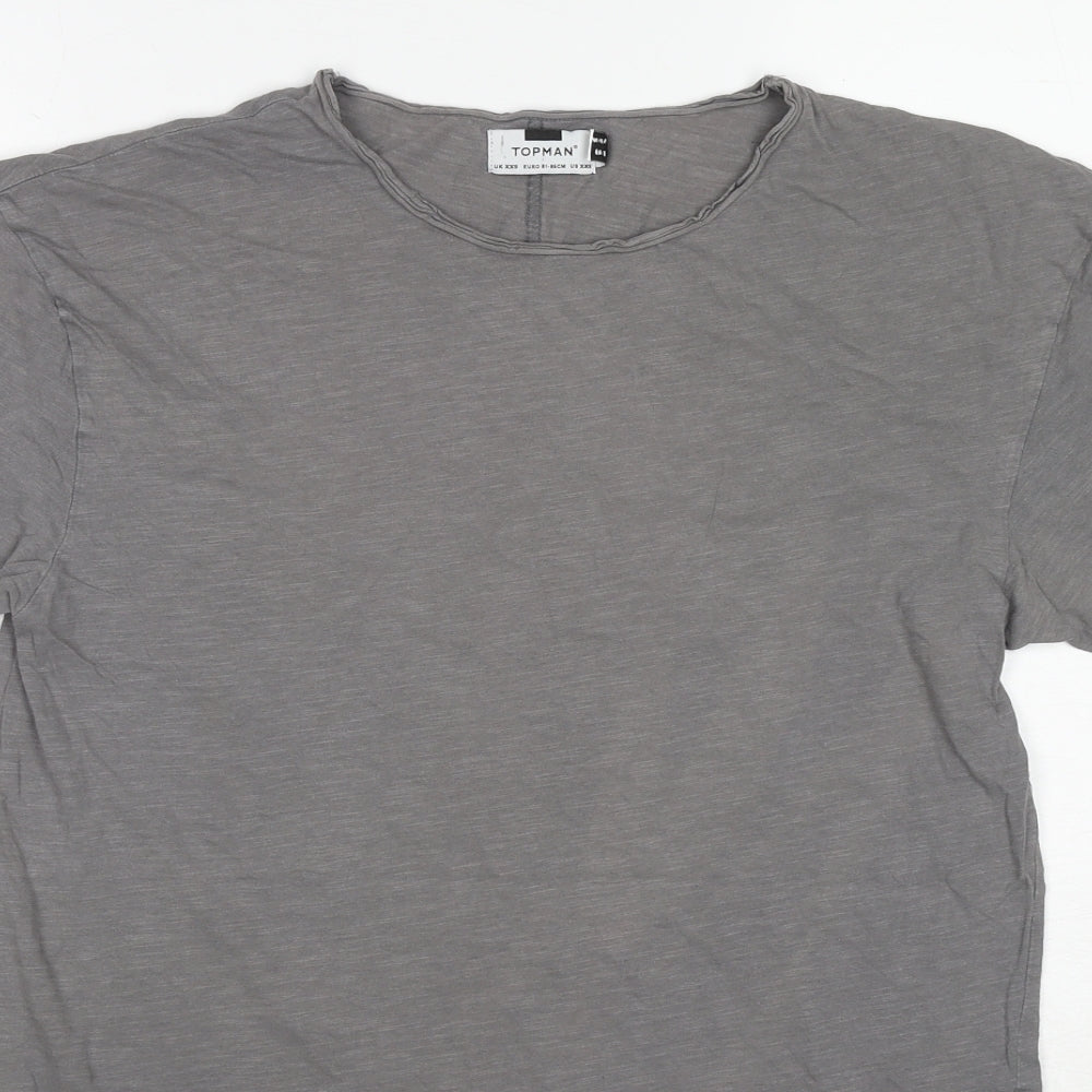 Topman Mens Grey Cotton T-Shirt Size XS Round Neck - Size XXS