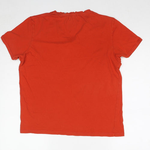 Ted Baker Mens Red Cotton T-Shirt Size L V-Neck - Label size 5