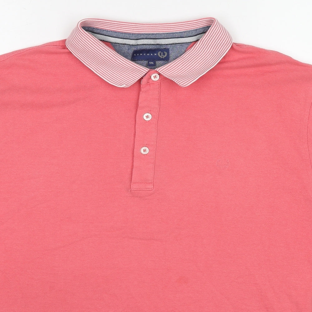 Lincoln Mens Pink Cotton Polo Size XL Collared Pullover