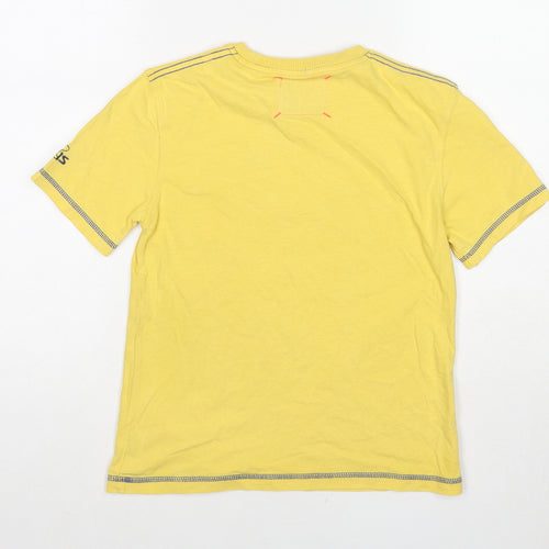 Marks and Spencer Boys Yellow Cotton Basic T-Shirt Size 10 Years Round Neck Pullover - Lewis Hamilton
