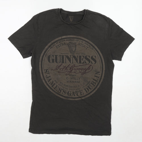 Guinness Mens Black Cotton T-Shirt Size S Round Neck