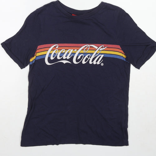 Coca-Cola Womens Blue Cotton Basic T-Shirt Size 10 Round Neck