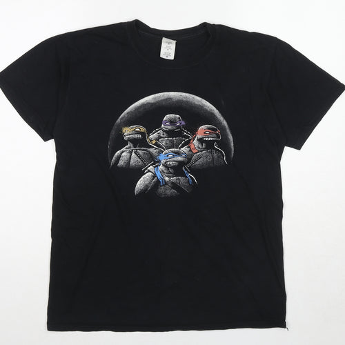 Teenage Mutant Ninja Turtles Mens Black Cotton T-Shirt Size M Round Neck