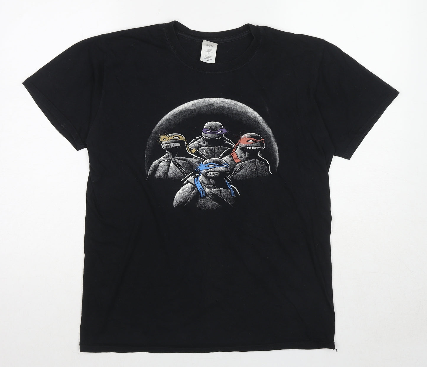 Teenage Mutant Ninja Turtles Mens Black Cotton T-Shirt Size M Round Neck