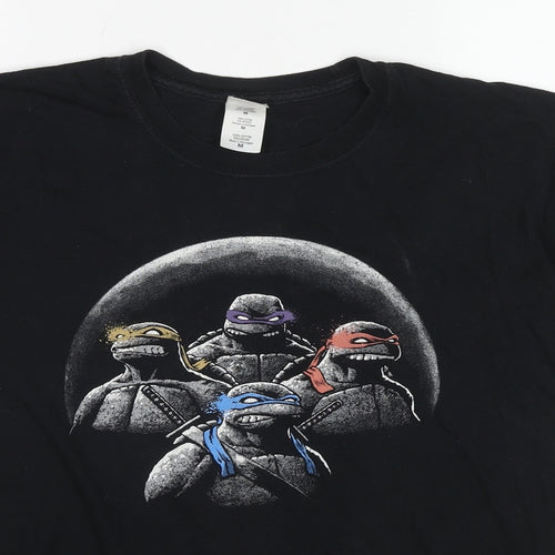 Teenage Mutant Ninja Turtles Mens Black Cotton T-Shirt Size M Round Neck