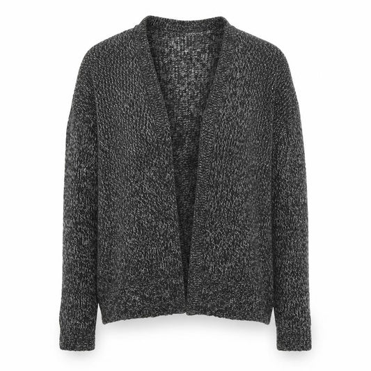 Front view of Vero Moda women’s black v-neck acrylic cardigan jumper, size S
