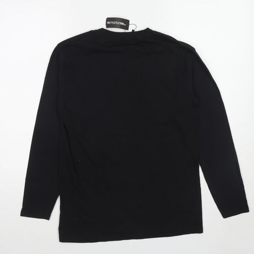 PRETTYLITTLETHING Womens Black Cotton Basic T-Shirt Size XS Round Neck - Edition Limitee