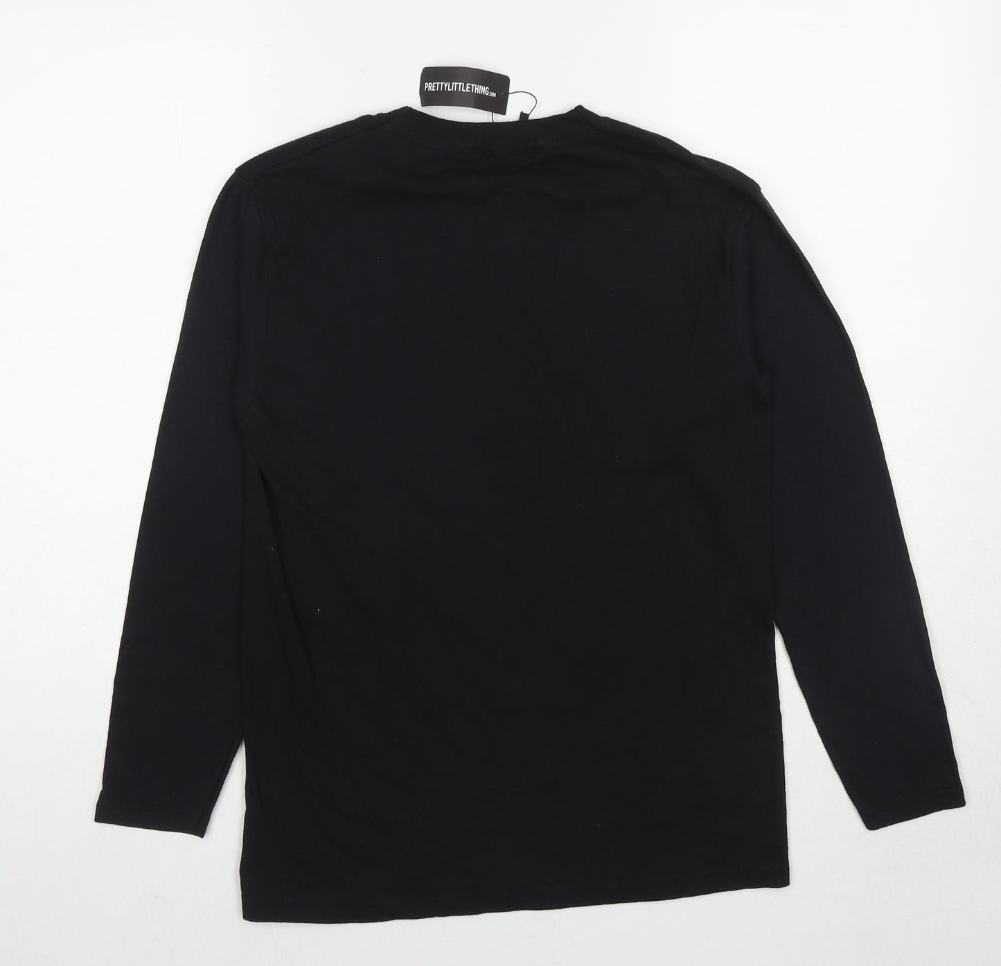 PRETTYLITTLETHING Womens Black Cotton Basic T-Shirt Size XS Round Neck - Edition Limitee