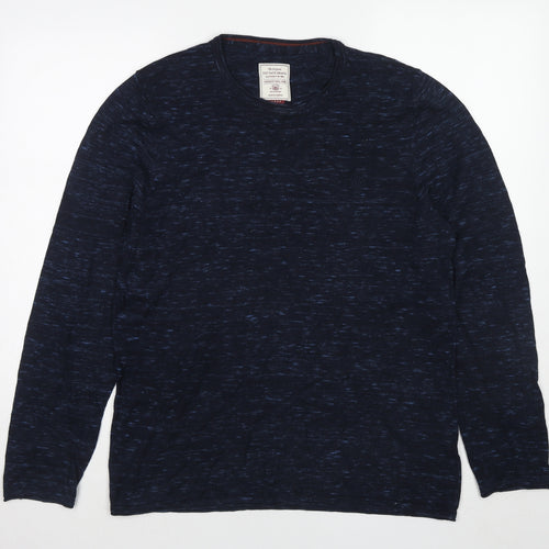 Fat Face Mens Blue Round Neck Cotton Pullover Jumper Size L Long Sleeve