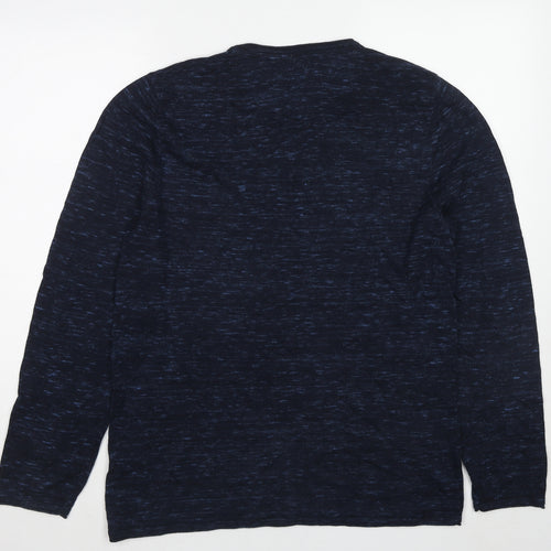 Fat Face Mens Blue Round Neck Cotton Pullover Jumper Size L Long Sleeve