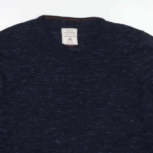 Fat Face Mens Blue Round Neck Cotton Pullover Jumper Size L Long Sleeve