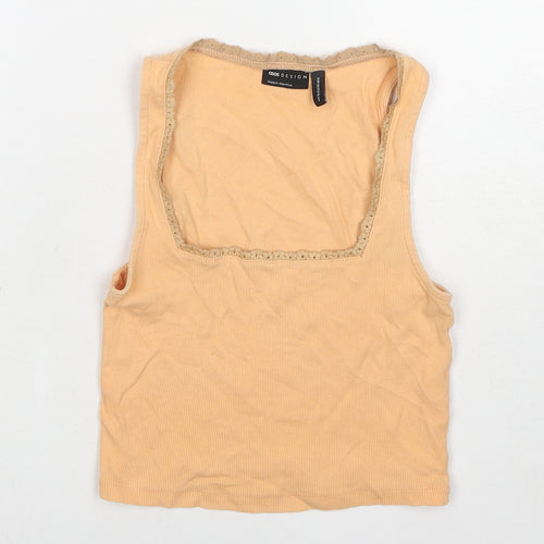 ASOS Womens Orange Cotton Cropped Tank Size 10 Square Neck