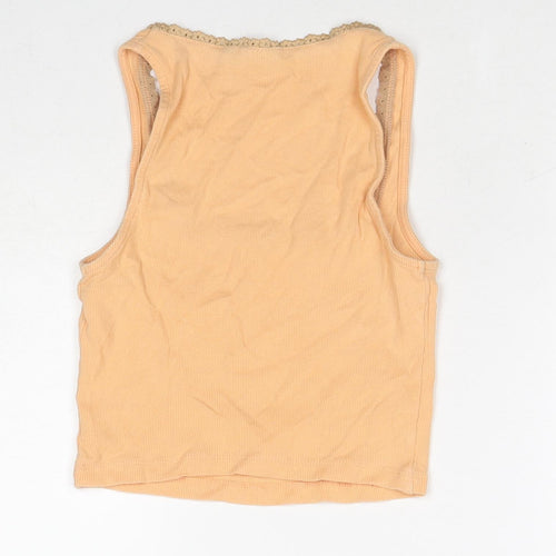 ASOS Womens Orange Cotton Cropped Tank Size 10 Square Neck