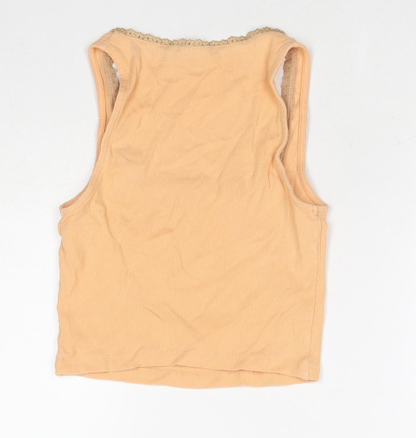 ASOS Womens Orange Cotton Cropped Tank Size 10 Square Neck