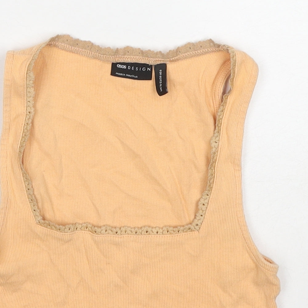 ASOS Womens Orange Cotton Cropped Tank Size 10 Square Neck