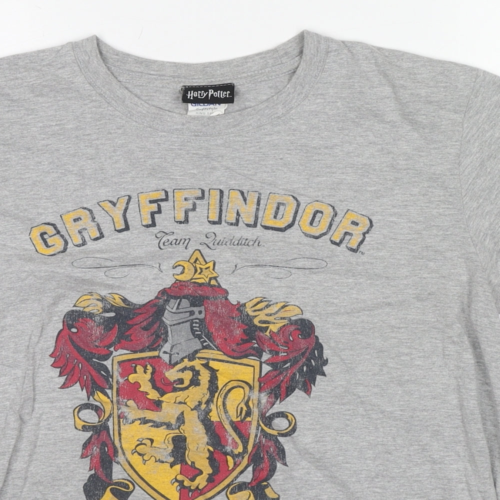 Harry Potter Womens Grey Cotton Basic T-Shirt Size M Round Neck - Gryffindor