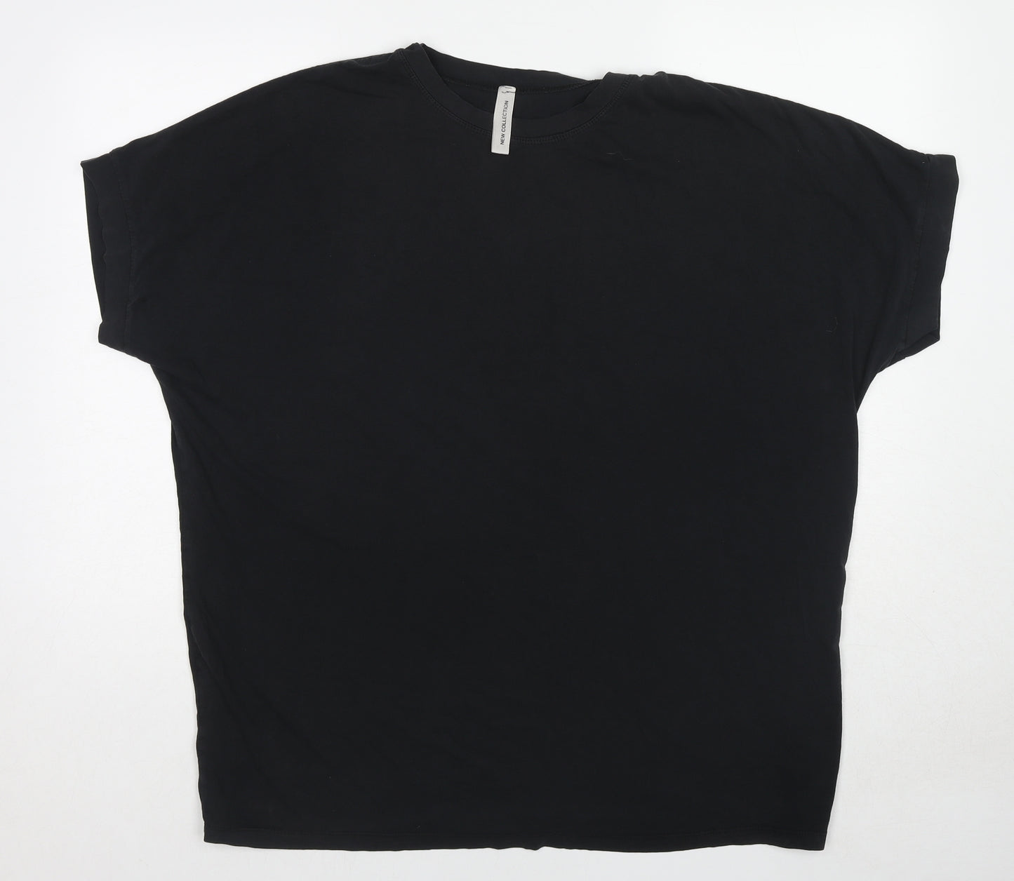New Collection Womens Black Polyester Basic T-Shirt One Size Round Neck - Angel Wings and Halo