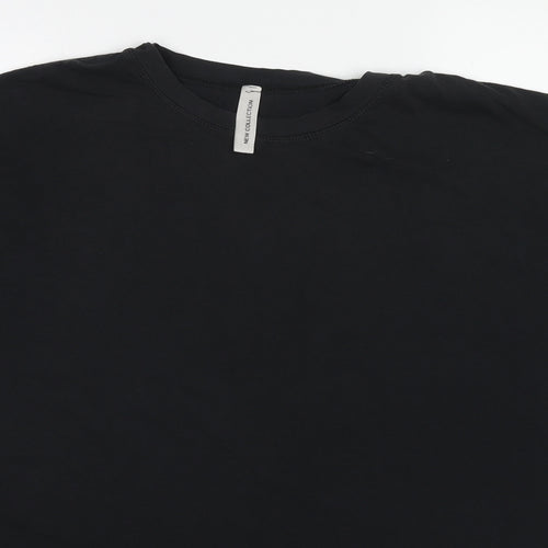 New Collection Womens Black Polyester Basic T-Shirt One Size Round Neck - Angel Wings and Halo