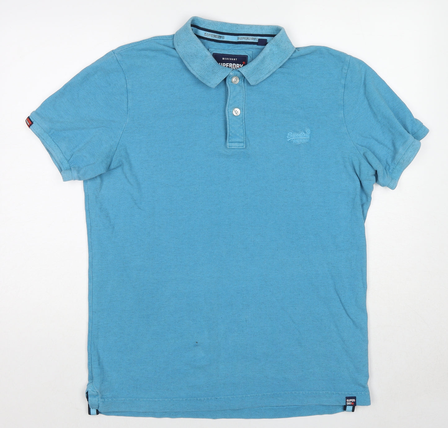 Superdry Mens Blue Cotton Polo Size 2XL Collared Pullover
