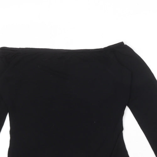 PRETTYLITTLETHING Womens Black Viscose Bodysuit One-Piece Size 10 Snap