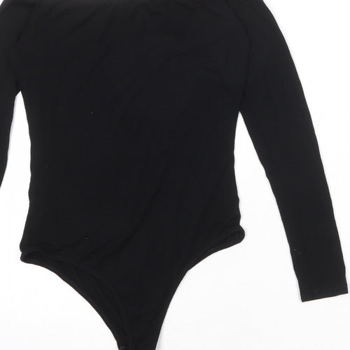 PRETTYLITTLETHING Womens Black Viscose Bodysuit One-Piece Size 10 Snap