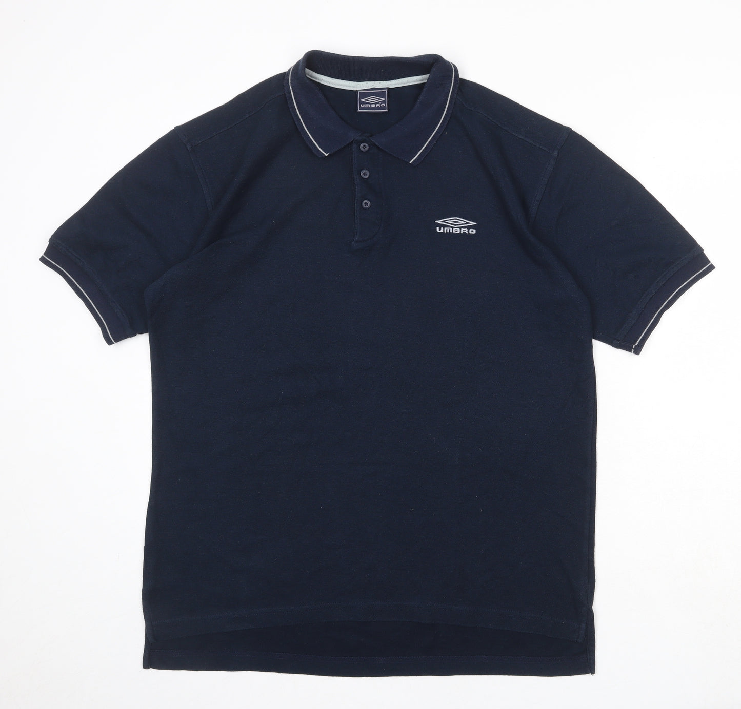 Umbro Mens Blue Polyester Polo Size L Collared Button