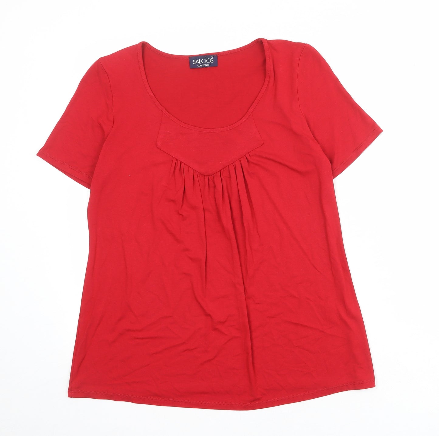 Saloos Womens Red Viscose Basic T-Shirt Size M Round Neck