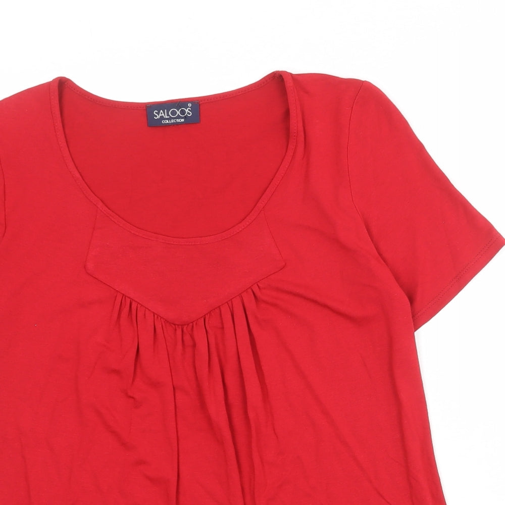 Saloos Womens Red Viscose Basic T-Shirt Size M Round Neck