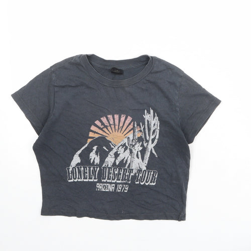 Urban Outfitters Womens Grey 100% Cotton Cropped T-Shirt Size XS Round Neck