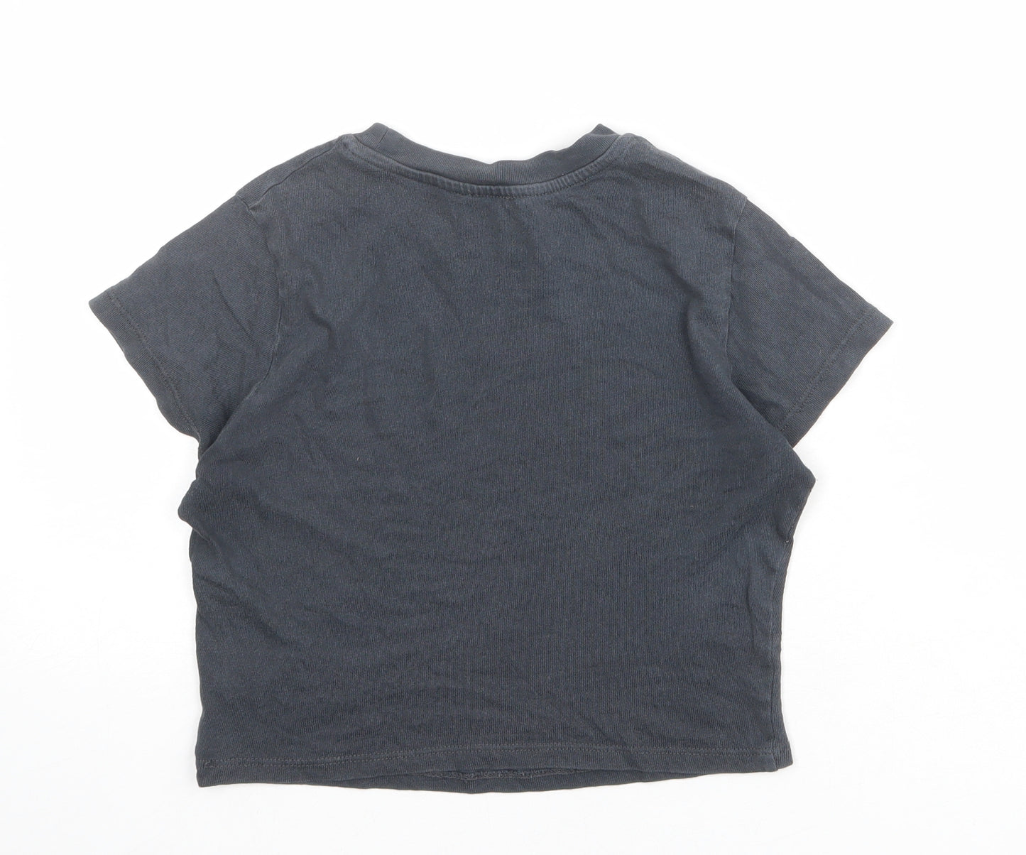 Urban Outfitters Womens Grey 100% Cotton Cropped T-Shirt Size XS Round Neck