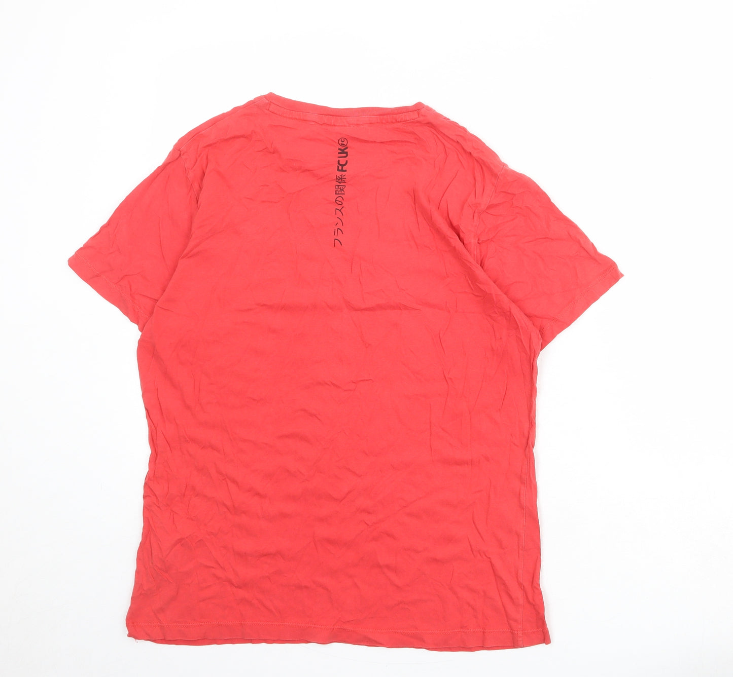 French Connection Mens Red Cotton T-Shirt Size L Round Neck - Transformers