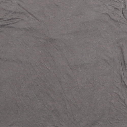 H&M Womens Grey Viscose Basic T-Shirt Size L Scoop Neck - Ruched Detail