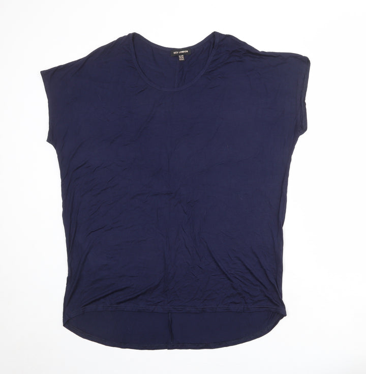 QED London Womens Blue Viscose Basic T-Shirt Size S Round Neck - Size S-M