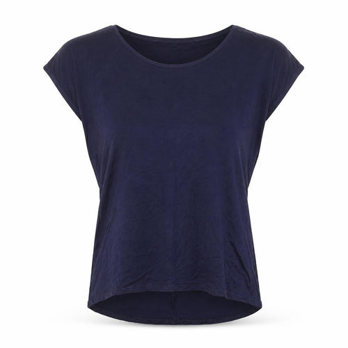 QED London Womens Blue Viscose Basic T-Shirt Size S Round Neck - Size S-M