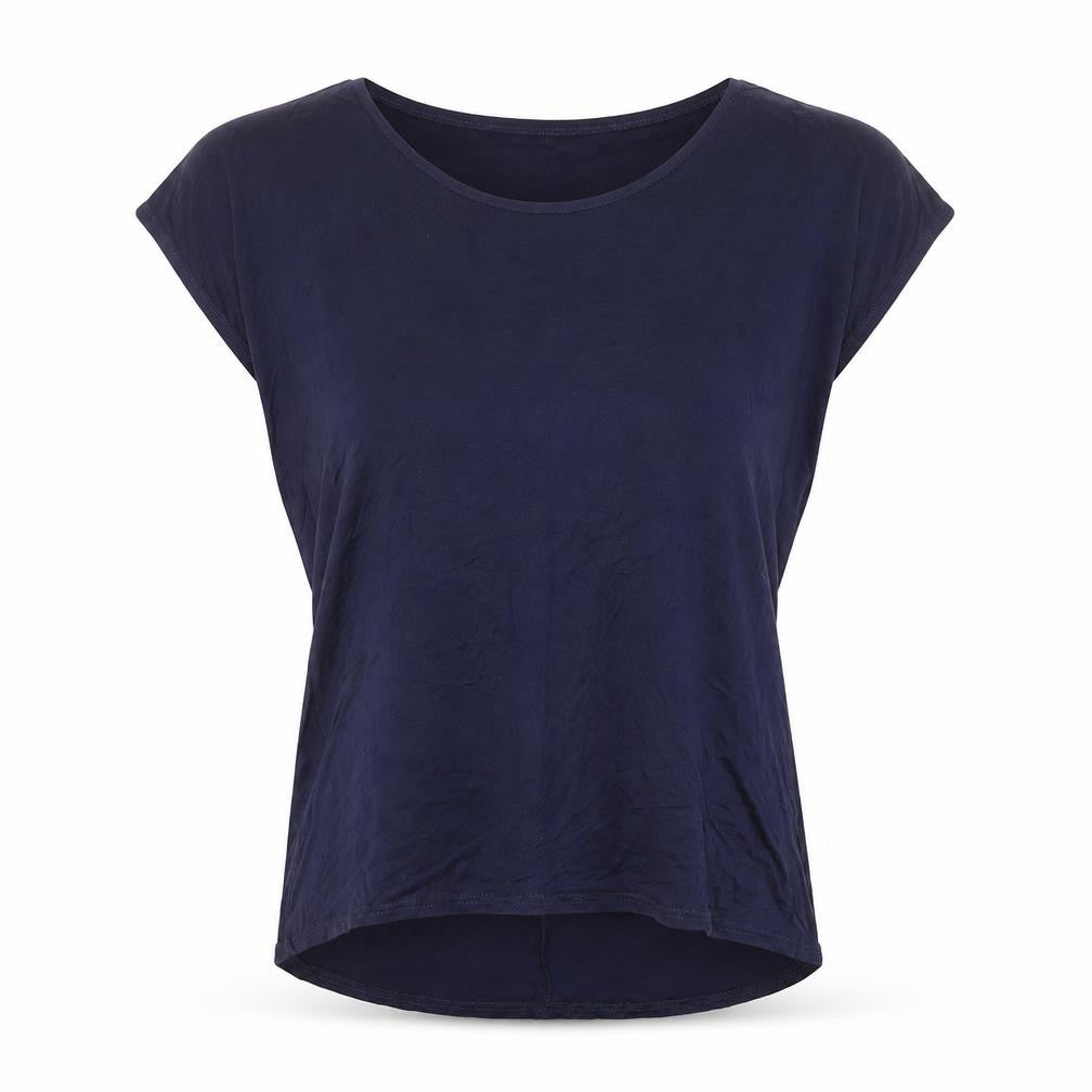 QED London Womens Blue Viscose Basic T-Shirt Size S Round Neck - Size S-M