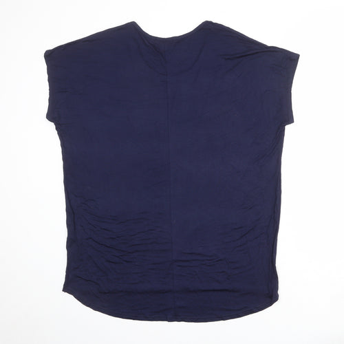 QED London Womens Blue Viscose Basic T-Shirt Size S Round Neck - Size S-M