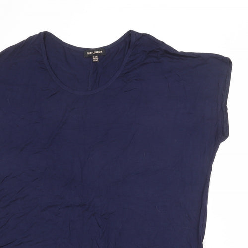 QED London Womens Blue Viscose Basic T-Shirt Size S Round Neck - Size S-M