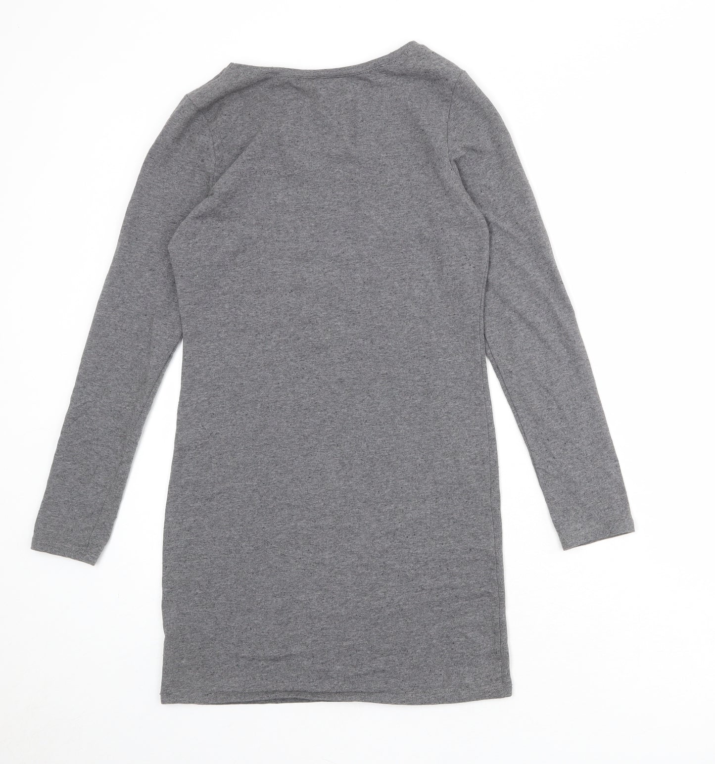 Divided by H&M Womens Grey Cotton T-Shirt Dress Size S Round Neck Pullover
