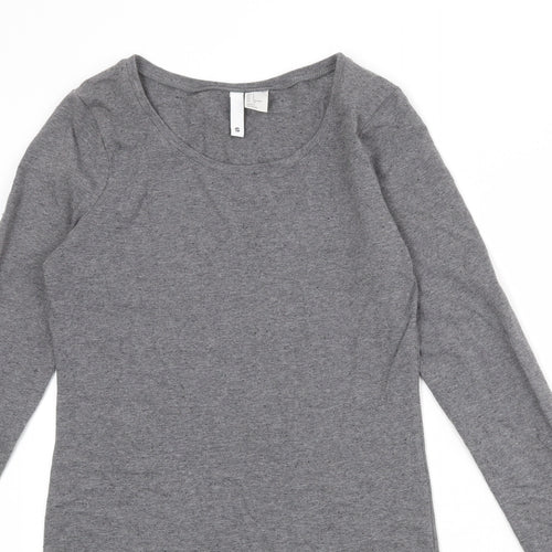 Divided by H&M Womens Grey Cotton T-Shirt Dress Size S Round Neck Pullover
