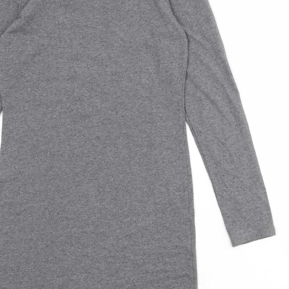 Divided by H&M Womens Grey Cotton T-Shirt Dress Size S Round Neck Pullover